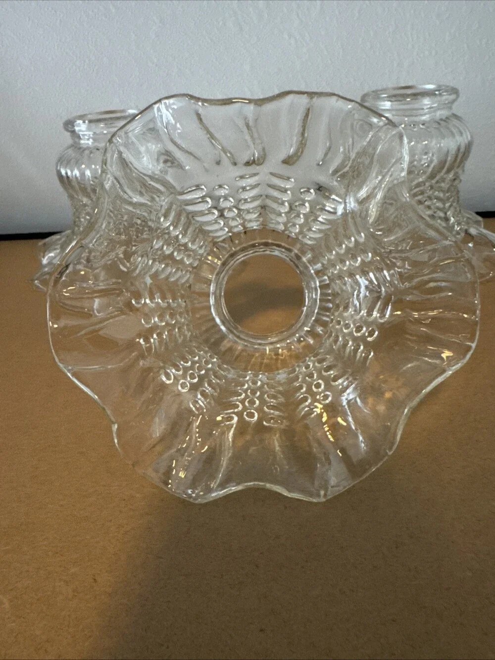 Vintage Ruffled Lamp Shades Pressed Glass Replacement 1900s Mcm Art Deco Estate